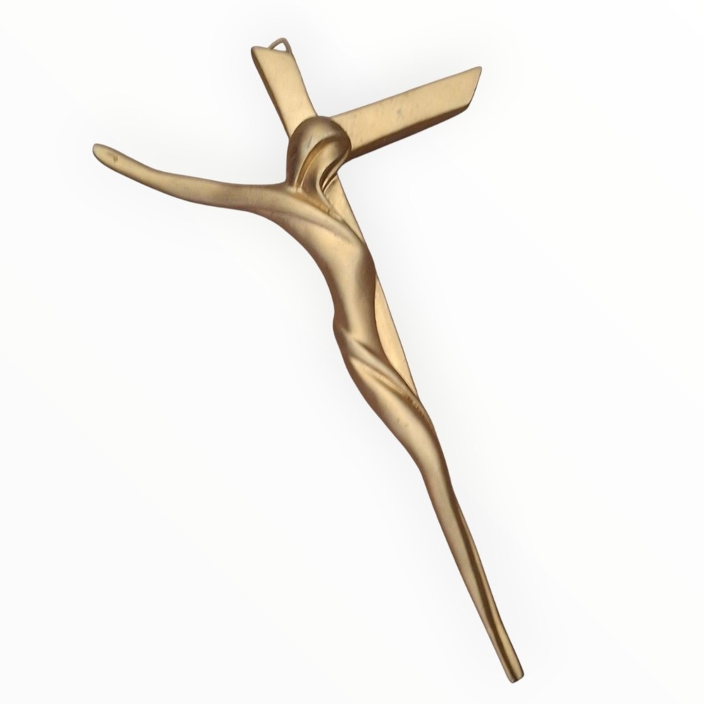 Contemporary Serpentine‎ Crucifix Gold Resin Vintage Wall Decor 12"in